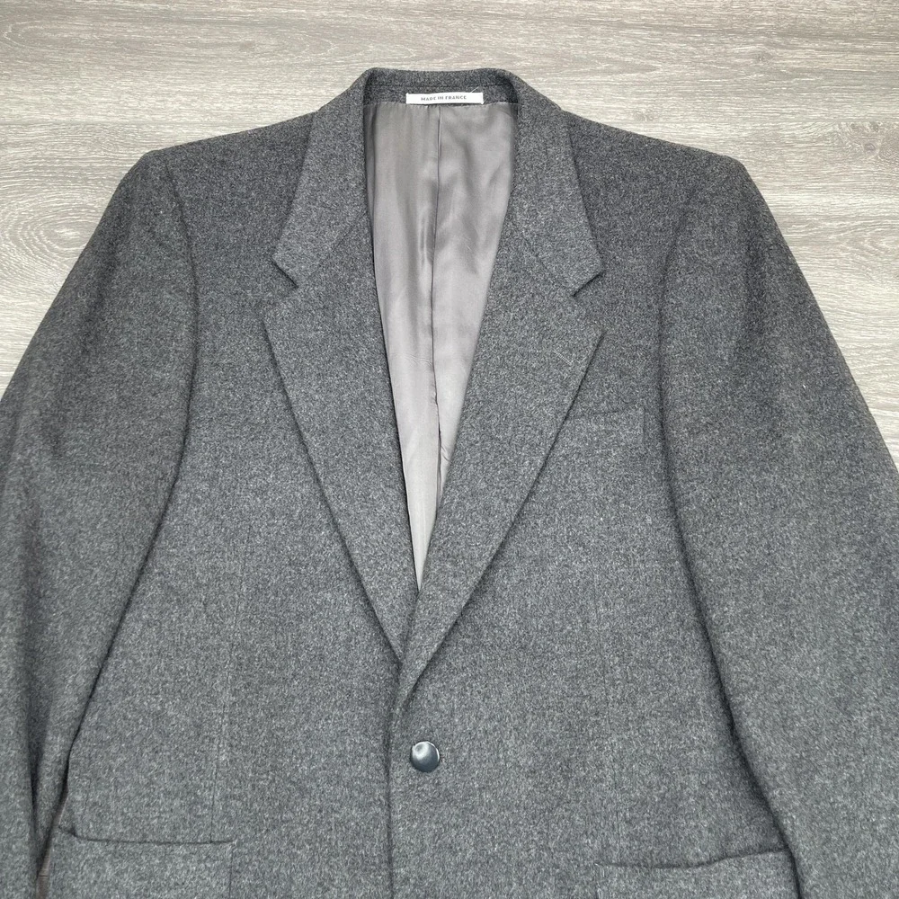 Yves Saint Laurent Blazer Mens Large Gray 2 Button Made in France 90s Vintage